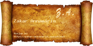 Zakar Annamária névjegykártya